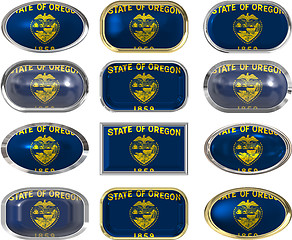 Image showing 12 buttons of the Flag of Oregon