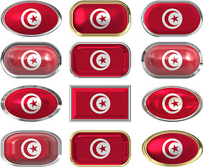 Image showing 12 buttons of the Flag of Tunisia