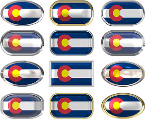 Image showing twelve buttons of the Flag of Colorado