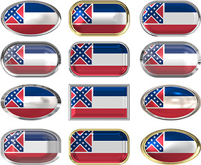 Image showing 12 buttons of the Flag of Mississippi