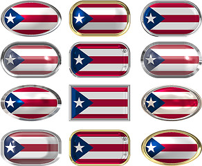 Image showing 12 buttons of the Flag of Puerto Rico