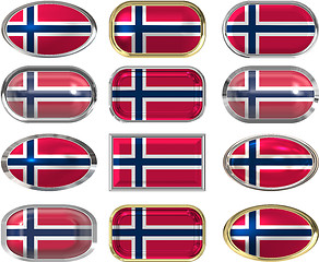 Image showing 12 buttons of the Flag of Norway