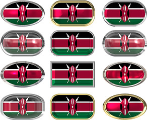 Image showing 12 buttons of the Flag of Kenya