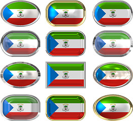 Image showing twelve buttons of the Flag of Equatorial Guinea