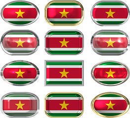 Image showing twelve buttons of the Flag of Suriname