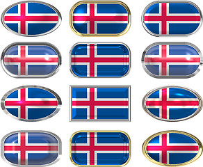 Image showing 12 buttons of the Flag of Iceland