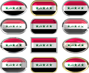 Image showing 12 buttons of the Flag of Iraq