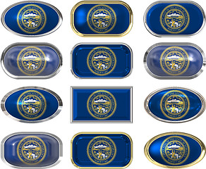 Image showing 12 buttons of the Flag of Nebraska