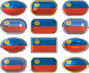 Image showing 12 buttons of the Flag of liechtenstein