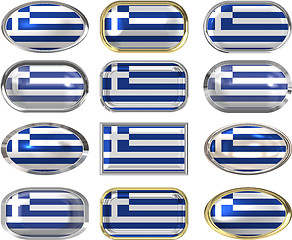 Image showing twelve buttons of the Flag of Greece