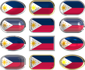 Image showing 12 buttons of the Flag of Philippines