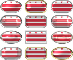 Image showing 12 buttons of the Flag of Washington DC