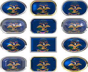 Image showing 12 buttons of the Flag of North Dakota