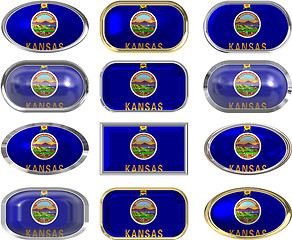 Image showing twelve buttons of the Flag of Kansas