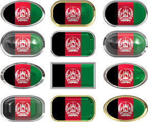 Image showing twelve buttons of the  Flag of afghanistan