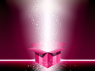 Image showing Pink gift box with stars.