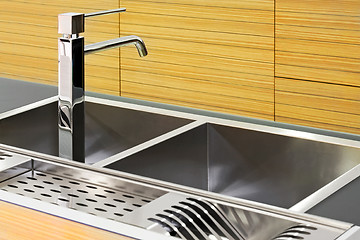 Image showing Square kitchen sink