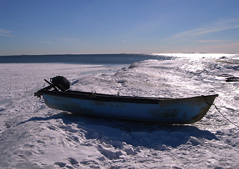 Image showing Boat on a snow