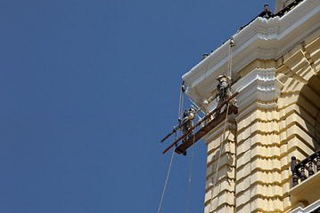 Image showing Building Worker On Church