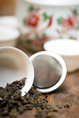 Image showing green chinese tea set