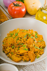 Image showing curry beef rice and potatoes