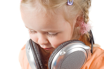 Image showing Little girl with headphones