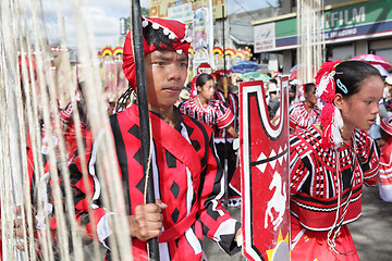 Image showing Parading tribal dancers Philippines