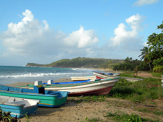 Image showing fishing boat long bay beach corn island nicaragua