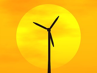 Image showing Wind turbine and sun