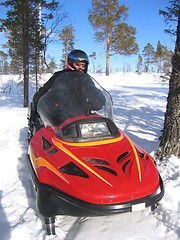 Image showing Snowmobile riding