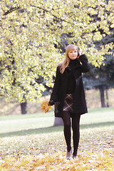 Image showing Woman walking in fall park