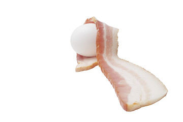 Image showing Egg with a slice of bacon