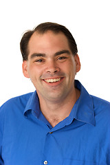 Image showing smiling happy man in blue shirt