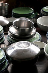 Image showing Asian rice bowl and plates