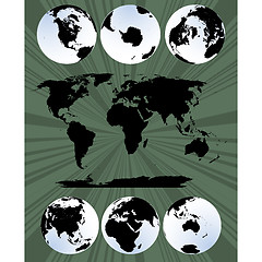 Image showing  world map and globes