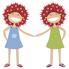 Image showing Sisters holding hands