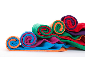 Image showing Colorful fabric rolls