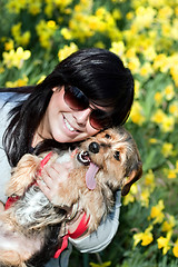 Image showing Smiling Girl and Dog