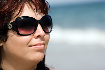 Image showing Smiling Beach Woman