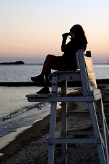 Image showing Lifeguard with Binoculars