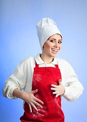 Image showing Happy woman chef finished her work