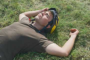 Image showing Tired cyclist