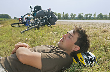 Image showing Tired cyclist