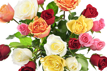 Image showing Bouquet of roses from above