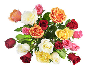 Image showing Bouquet of roses from above