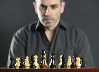 Image showing Man at chess board