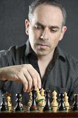 Image showing Man playing chess