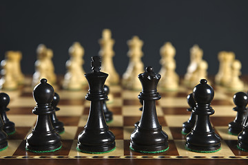 Image showing Chess pieces on board