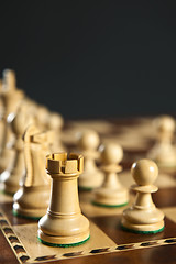 Image showing White chess pieces on board