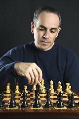 Image showing Man playing chess